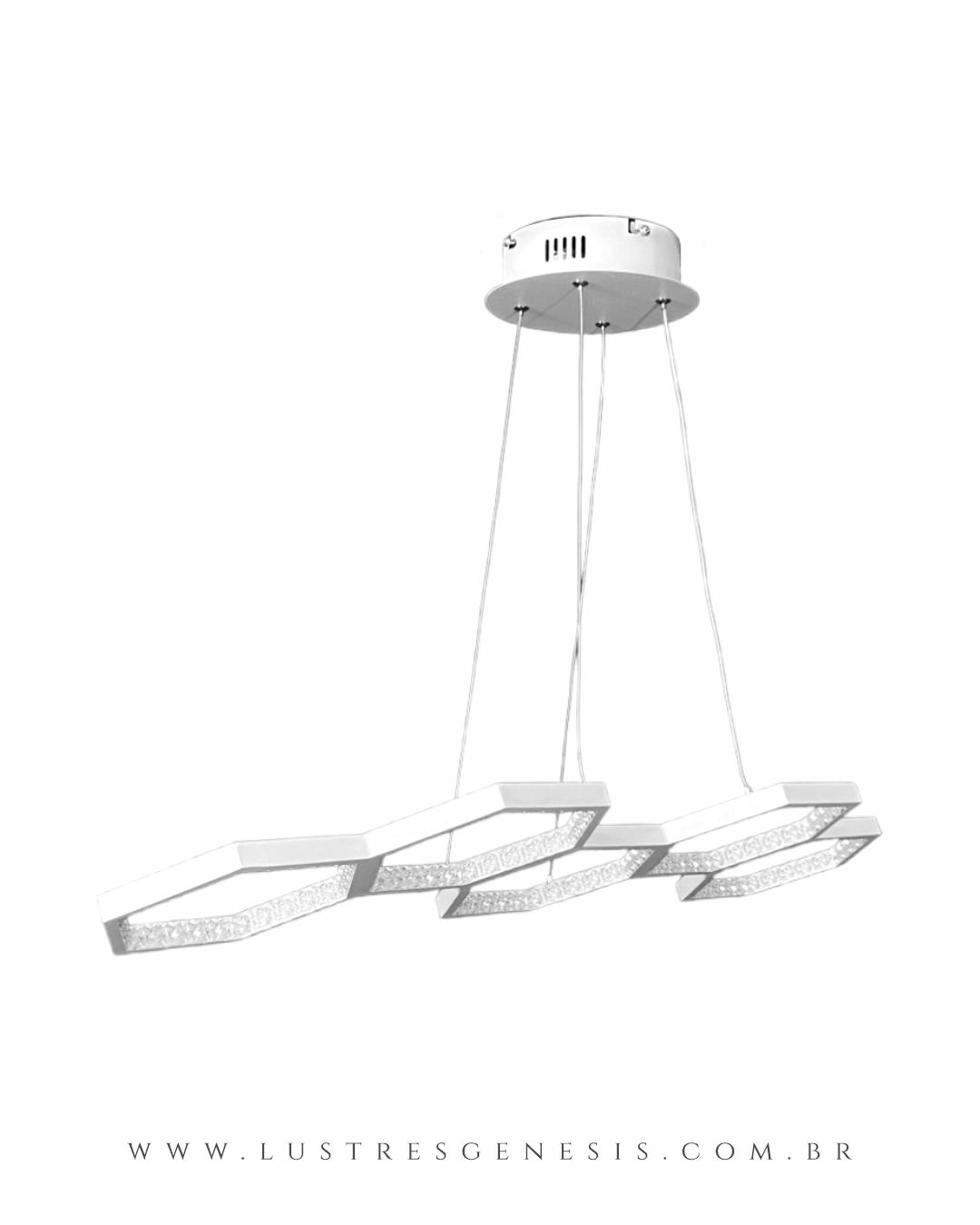 Lustre pendente de LED moderno em formato de colmeia na cor branca. Lustres Gênesis loja online de Lustres e Iluminação Decorativa